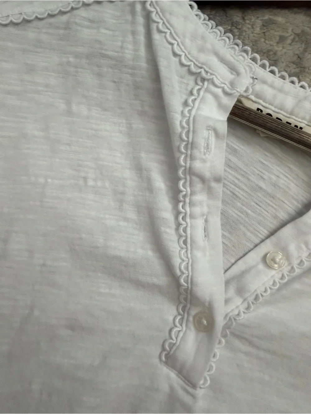 Boden White Lace-Trim Puff Sleeve Women's Top